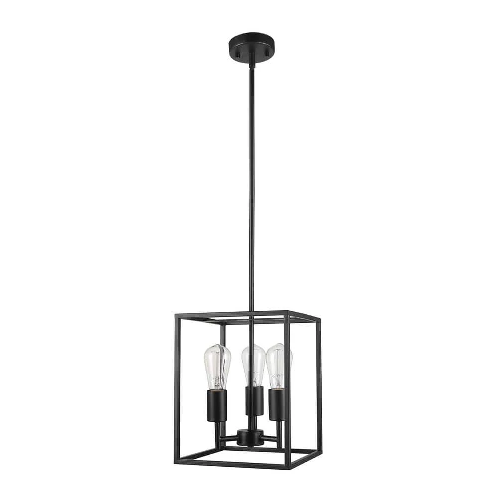 Heath 3-Light Matte Black Convertible Chandelier to Flush Mount Ceiling Light by Globe Electric 1 Heath 3-Light Matte Black Convertible Chandelier to Flush Mount Ceiling Light by Globe Electric