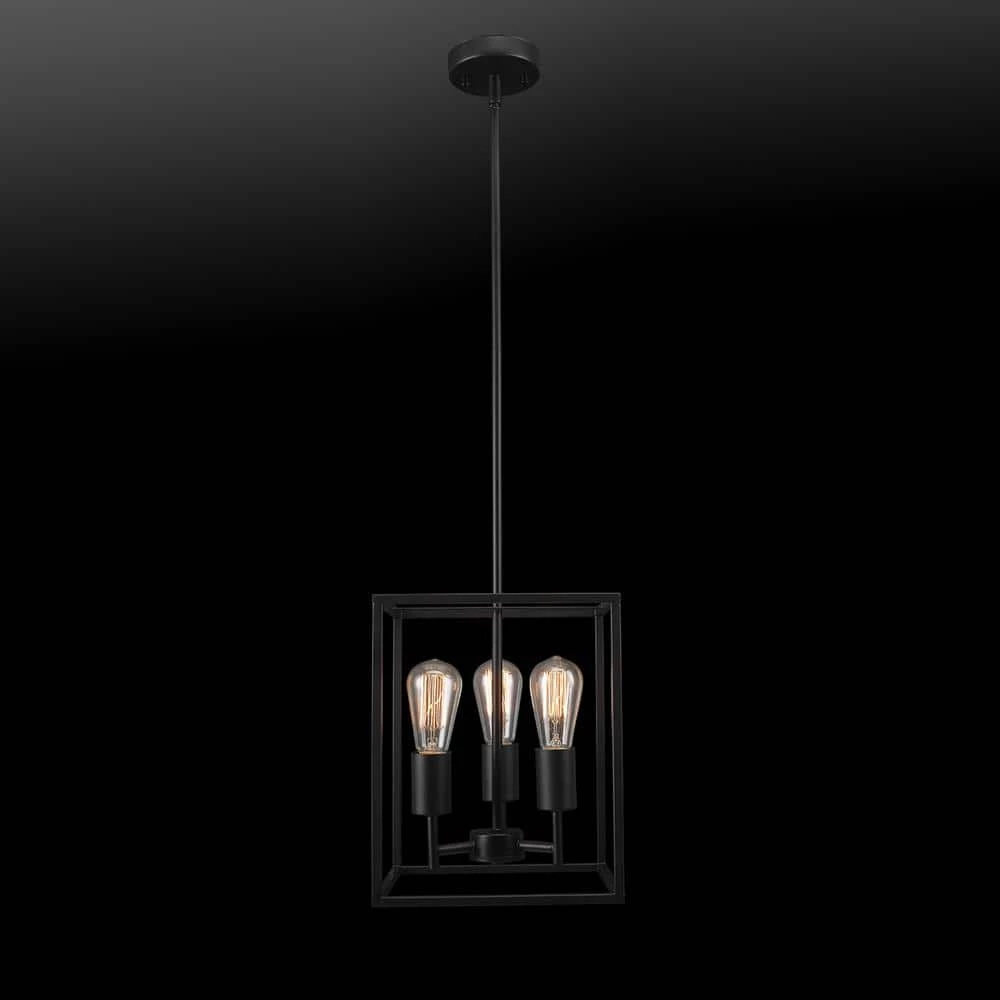 Heath 3-Light Matte Black Convertible Chandelier to Flush Mount Ceiling Light by Globe Electric 2 Heath 3-Light Matte Black Convertible Chandelier to Flush Mount Ceiling Light by Globe Electric - Image 2