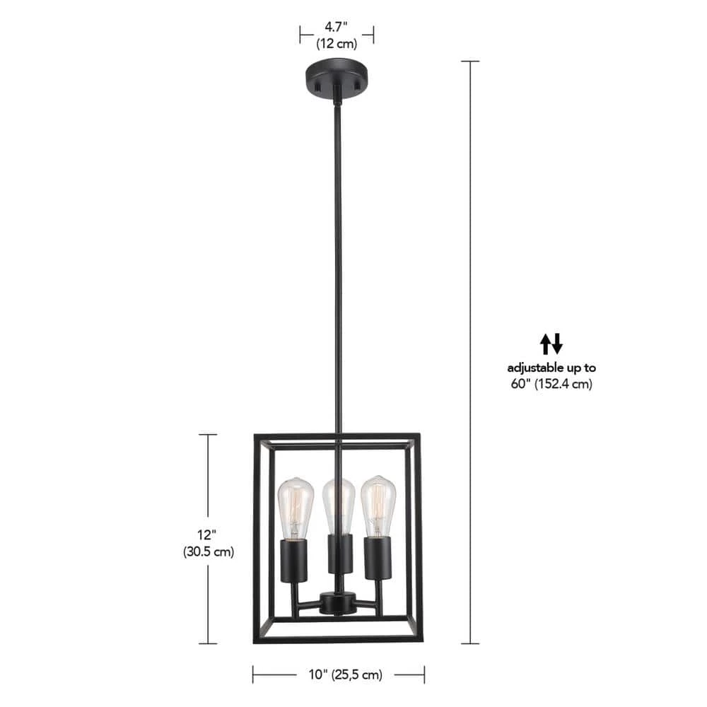 Heath 3-Light Matte Black Convertible Chandelier to Flush Mount Ceiling Light by Globe Electric 7 Heath 3-Light Matte Black Convertible Chandelier to Flush Mount Ceiling Light by Globe Electric - Image 7