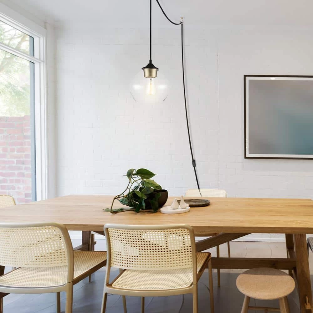 Brown 1-Light Matte Black Plug-In or Hardwire Pendant Lighting with 15 ft. Cord by Globe Electric 10 Brown 1-Light Matte Black Plug-In or Hardwire Pendant Lighting with 15 ft. Cord by Globe Electric - Image 10