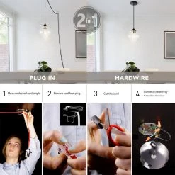 Brown 1-Light Matte Black Plug-In or Hardwire Pendant Lighting with 15 ft. Cord by Globe Electric 12 Brown 1-Light Matte Black Plug-In or Hardwire Pendant Lighting with 15 ft. Cord by Globe Electric -Deals Globe Electric Store matte black globe electric chandeliers 60972 40 1000