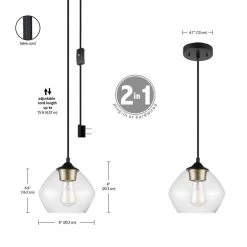 Brown 1-Light Matte Black Plug-In or Hardwire Pendant Lighting with 15 ft. Cord by Globe Electric 16 Brown 1-Light Matte Black Plug-In or Hardwire Pendant Lighting with 15 ft. Cord by Globe Electric -Deals Globe Electric Store matte black globe electric chandeliers 60972 44 1000