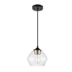 Brown 1-Light Matte Black Plug-In or Hardwire Pendant Lighting with 15 ft. Cord by Globe Electric