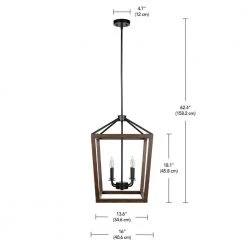 4-Light Matte Black Pendant with Faux Wood Accent, Vintage Incandescent Bulbs Included by Globe Electric -Deals Globe Electric Store matte black globe electric chandeliers 61036 44 1000