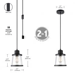 Adams 1-Light Matte Black Plug-In or Hardwire Pendant Lighting with 15 ft. Cord by Globe Electric -Deals Globe Electric Store matte black globe electric chandeliers 61100 44 1000