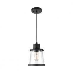 Adams 1-Light Matte Black Plug-In or Hardwire Pendant Lighting with 15 ft. Cord by Globe Electric
