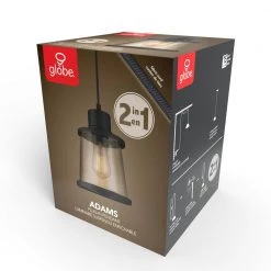 Adams 1-Light Matte Black Plug-In or Hardwire Pendant Lighting with 15 ft. Cord by Globe Electric -Deals Globe Electric Store matte black globe electric chandeliers 61100 76 1000