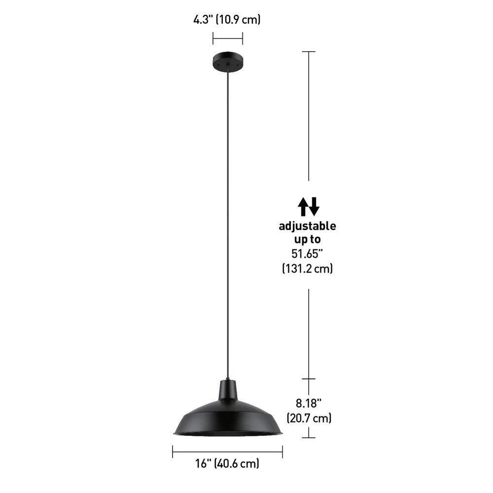 Tucker 1-Light Matte Black Plug-In or Hardwire Pendant Lighting with 15 ft. Cord by Globe Electric 8 Tucker 1-Light Matte Black Plug-In or Hardwire Pendant Lighting with 15 ft. Cord by Globe Electric - Image 8