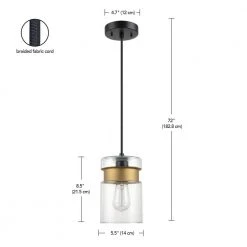 Dionne 1-Light Matte Black Pendant Light with Brass Accents and Clear Glass Shade by Globe Electric -Deals Globe Electric Store matte black globe electric chandeliers 61250 1f 1000