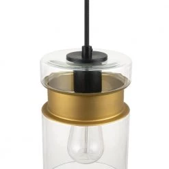 Dionne 1-Light Matte Black Pendant Light with Brass Accents and Clear Glass Shade by Globe Electric -Deals Globe Electric Store matte black globe electric chandeliers 61250 44 1000