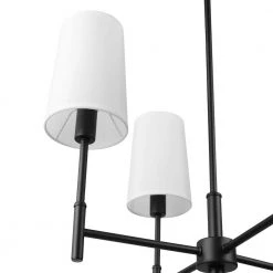 Ronnie 4-Light Matte Black Chandelier with White Fabric Shades by Globe Electric -Deals Globe Electric Store matte black globe electric chandeliers 61254 1f 1000