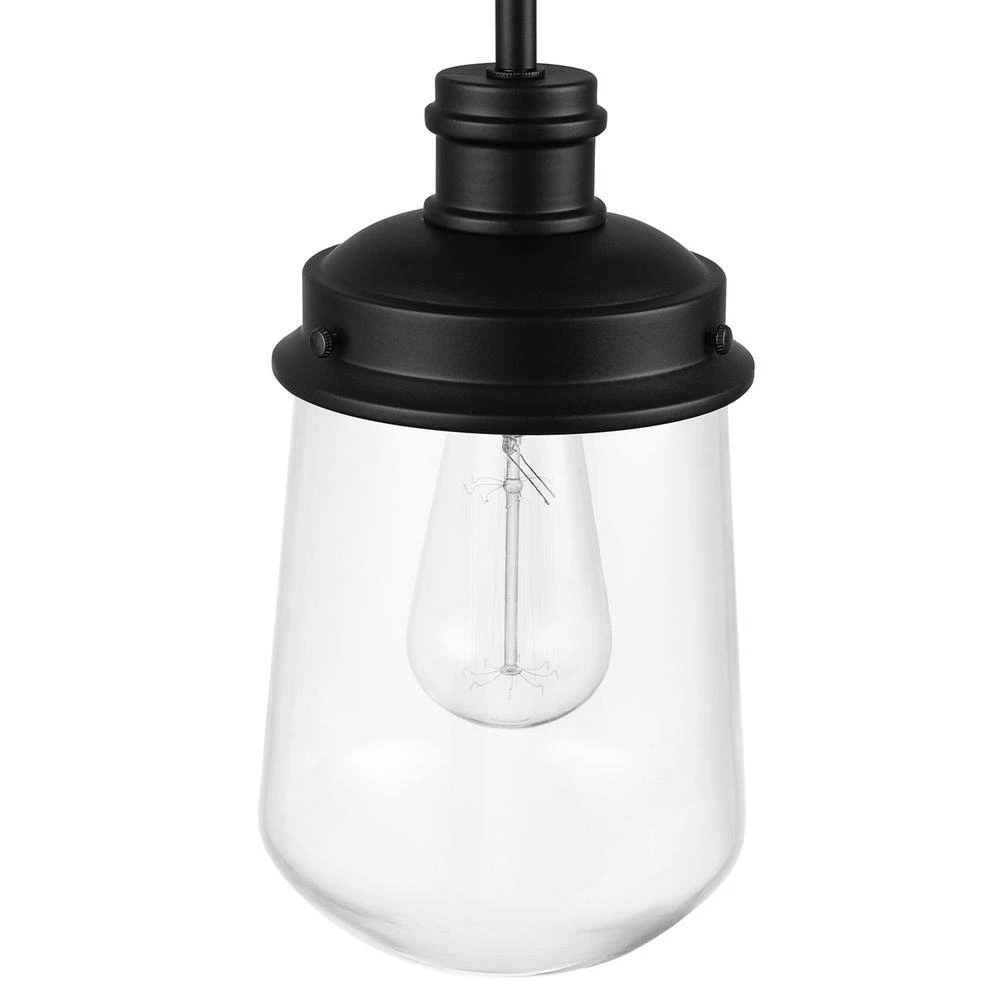 Abraham 1-Light Matte Black Pendant Light with Clear Glass Shade, Vintage Edison Incandescent Bulb Included by Globe Electric 5 Abraham 1-Light Matte Black Pendant Light with Clear Glass Shade, Vintage Edison Incandescent Bulb Included by Globe Electric - Image 5