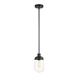 Abraham 1-Light Matte Black Pendant Light with Clear Glass Shade, Vintage Edison Incandescent Bulb Included by Globe Electric 13 Abraham 1-Light Matte Black Pendant Light with Clear Glass Shade, Vintage Edison Incandescent Bulb Included by Globe Electric -Deals Globe Electric Store matte black globe electric chandeliers 61257 44 1000