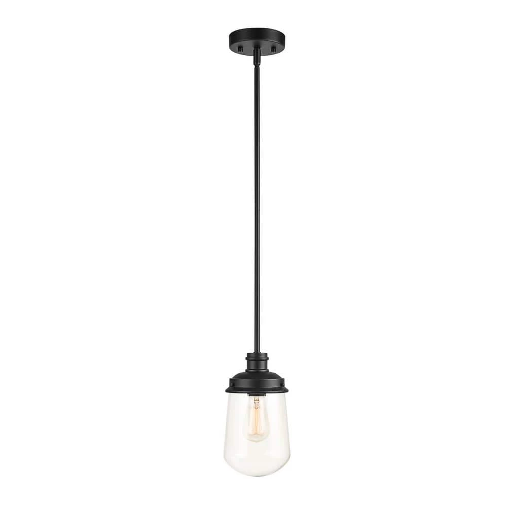 Abraham 1-Light Matte Black Pendant Light with Clear Glass Shade, Vintage Edison Incandescent Bulb Included by Globe Electric 6 Abraham 1-Light Matte Black Pendant Light with Clear Glass Shade, Vintage Edison Incandescent Bulb Included by Globe Electric - Image 6