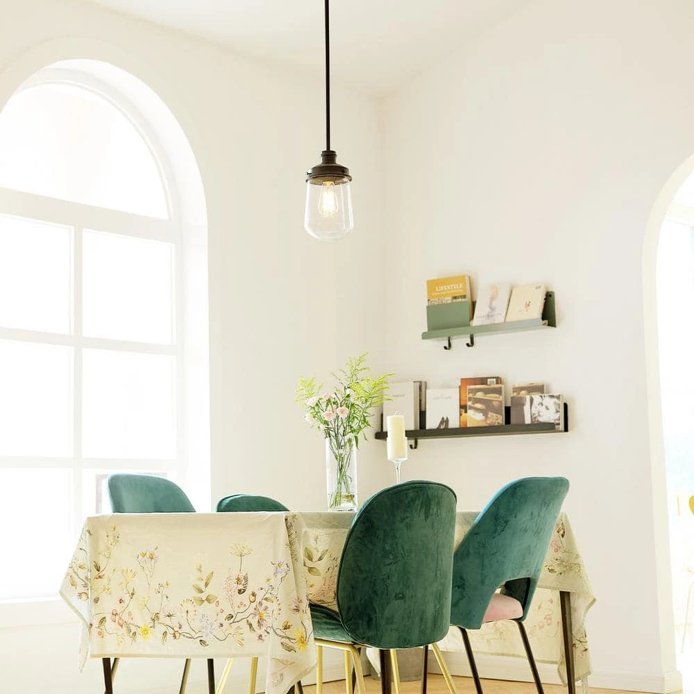 Abraham 1-Light Matte Black Pendant Light with Clear Glass Shade, Vintage Edison Incandescent Bulb Included by Globe Electric 4 Abraham 1-Light Matte Black Pendant Light with Clear Glass Shade, Vintage Edison Incandescent Bulb Included by Globe Electric - Image 4