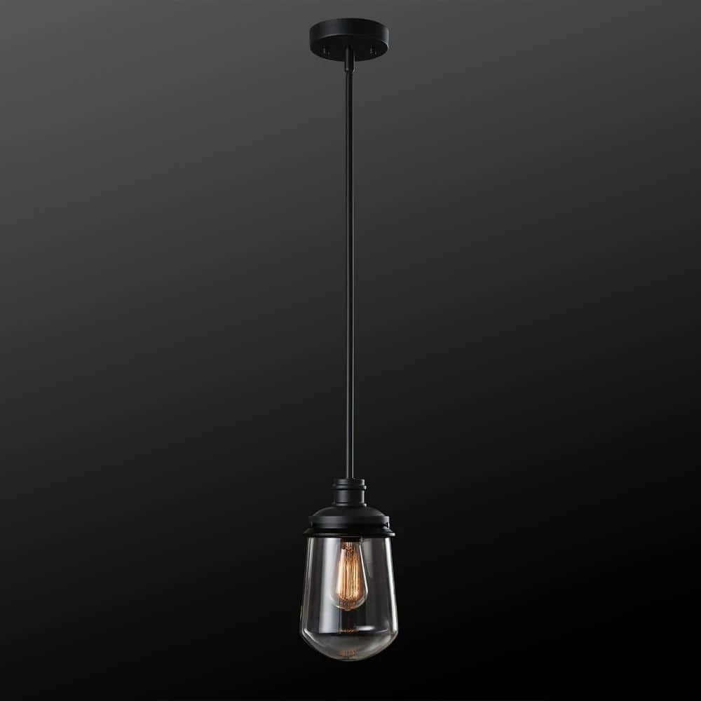 Abraham 1-Light Matte Black Pendant Light with Clear Glass Shade, Vintage Edison Incandescent Bulb Included by Globe Electric 2 Abraham 1-Light Matte Black Pendant Light with Clear Glass Shade, Vintage Edison Incandescent Bulb Included by Globe Electric - Image 2