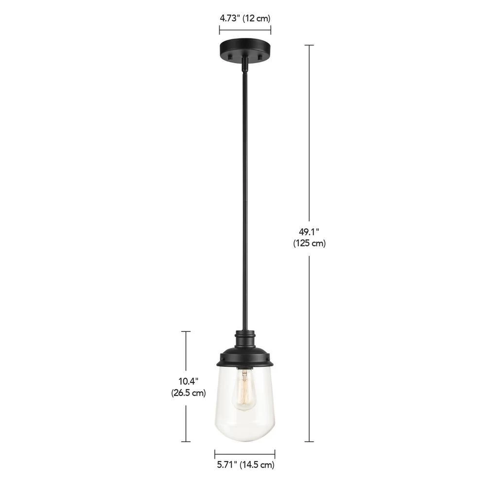 Abraham 1-Light Matte Black Pendant Light with Clear Glass Shade, Vintage Edison Incandescent Bulb Included by Globe Electric 7 Abraham 1-Light Matte Black Pendant Light with Clear Glass Shade, Vintage Edison Incandescent Bulb Included by Globe Electric - Image 7