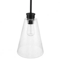 Gizele 1-Light Matte Black Pendant Light with Seeded Glass Shade, Vintage Edison Incandescent Bulb Included by Globe Electric -Deals Globe Electric Store matte black globe electric chandeliers 61258 1f 1000