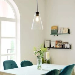 Gizele 1-Light Matte Black Pendant Light with Seeded Glass Shade, Vintage Edison Incandescent Bulb Included by Globe Electric -Deals Globe Electric Store matte black globe electric chandeliers 61258 31 1000