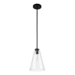 Gizele 1-Light Matte Black Pendant Light with Seeded Glass Shade, Vintage Edison Incandescent Bulb Included by Globe Electric -Deals Globe Electric Store matte black globe electric chandeliers 61258 44 1000