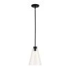 Gizele 1-Light Matte Black Pendant Light with Seeded Glass Shade, Vintage Edison Incandescent Bulb Included by Globe Electric