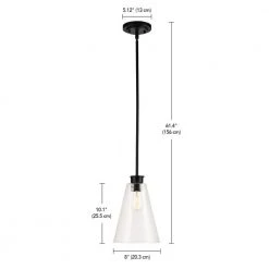 Gizele 1-Light Matte Black Pendant Light with Seeded Glass Shade, Vintage Edison Incandescent Bulb Included by Globe Electric -Deals Globe Electric Store matte black globe electric chandeliers 61258 fa 1000