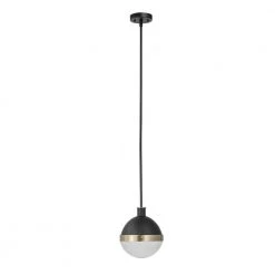 Bari 1-Light Matte Black Pendant by Globe Electric