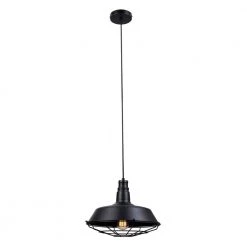 Damon 1-Light Matte Black Pendant by Globe Electric