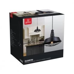 Damon 1-Light Matte Black Pendant by Globe Electric -Deals Globe Electric Store matte black globe electric chandeliers 65812 fa 1000