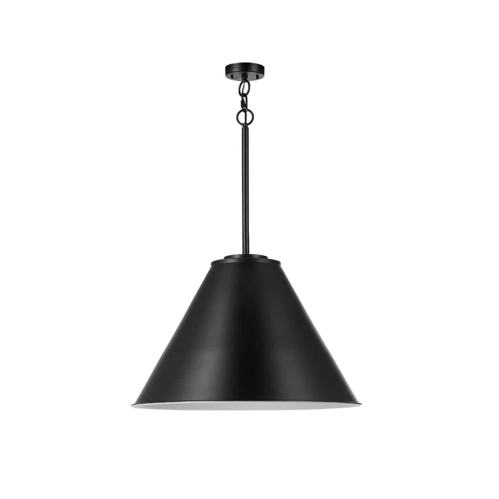 Irvine 1-Light Matte Black Pendant with White Interior and CEC Title 20 LED Bulb Included by Globe Electric 1 Irvine 1-Light Matte Black Pendant with White Interior and CEC Title 20 LED Bulb Included by Globe Electric