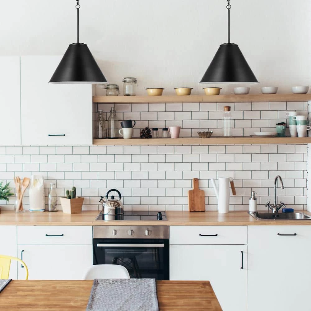 Irvine 1-Light Matte Black Pendant with White Interior and CEC Title 20 LED Bulb Included by Globe Electric 2 Irvine 1-Light Matte Black Pendant with White Interior and CEC Title 20 LED Bulb Included by Globe Electric - Image 2