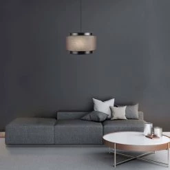 Simon 2-Light Matte Black Pendant Light with Black Fabric Outer Shade and Black Cloth Cord by Globe Electric -Deals Globe Electric Store matte black globe electric chandeliers 91000438 c3 1000