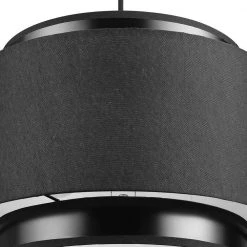 Simon 2-Light Matte Black Pendant Light with Black Fabric Outer Shade and Black Cloth Cord by Globe Electric -Deals Globe Electric Store matte black globe electric chandeliers 91000438 fa 1000