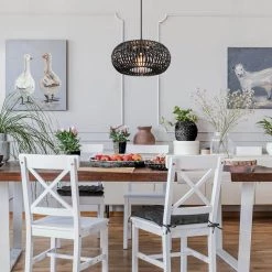 Maren 1-Light Matte Black Shaded Pendant Light with Black Rattan Shade by Globe Electric -Deals Globe Electric Store matte black globe electric chandeliers 91002262 31 1000