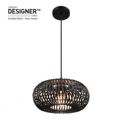 Maren 1-Light Matte Black Shaded Pendant Light with Black Rattan Shade by Globe Electric -Deals Globe Electric Store matte black globe electric chandeliers 91002262 fa 1000