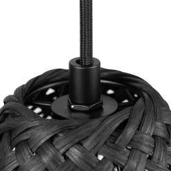 Kora 1-Light Matte Black Shaded Pendant Light with Black Twine Shade by Globe Electric -Deals Globe Electric Store matte black globe electric chandeliers 91002263 1f 1000