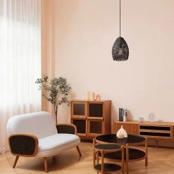 Kora 1-Light Matte Black Shaded Pendant Light with Black Twine Shade by Globe Electric -Deals Globe Electric Store matte black globe electric chandeliers 91002263 31 1000