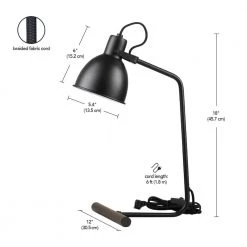 Cole 18 in. Matte Black Desk Lamp with Faux Wood Accent and LED Bulb Included by Globe Electric -Deals Globe Electric Store matte black globe electric desk lamps 91000437 1f 1000