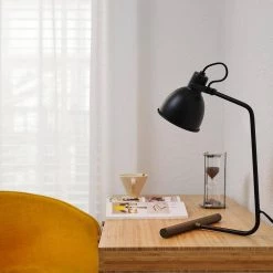 Cole 18 in. Matte Black Desk Lamp with Faux Wood Accent and LED Bulb Included by Globe Electric -Deals Globe Electric Store matte black globe electric desk lamps 91000437 31 1000