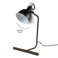 Cole 18 in. Matte Black Desk Lamp with Faux Wood Accent and LED Bulb Included by Globe Electric -Deals Globe Electric Store matte black globe electric desk lamps 91000437 44 1000