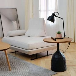 Cole 18 in. Matte Black Desk Lamp with Faux Wood Accent and LED Bulb Included by Globe Electric -Deals Globe Electric Store matte black globe electric desk lamps 91000437 4f 1000