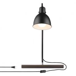 Cole 18 in. Matte Black Desk Lamp with Faux Wood Accent and LED Bulb Included by Globe Electric