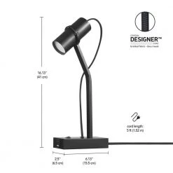 MRDK by Globe 16 in. Matte Black LED Integrated Floor Lamp with Adjustable Shade and Combined USB Port and USB-C Port by Globe Electric 11 MRDK by Globe 16 in. Matte Black LED Integrated Floor Lamp with Adjustable Shade and Combined USB Port and USB-C Port by Globe Electric -Deals Globe Electric Store matte black globe electric desk lamps 91002616 4f 1000