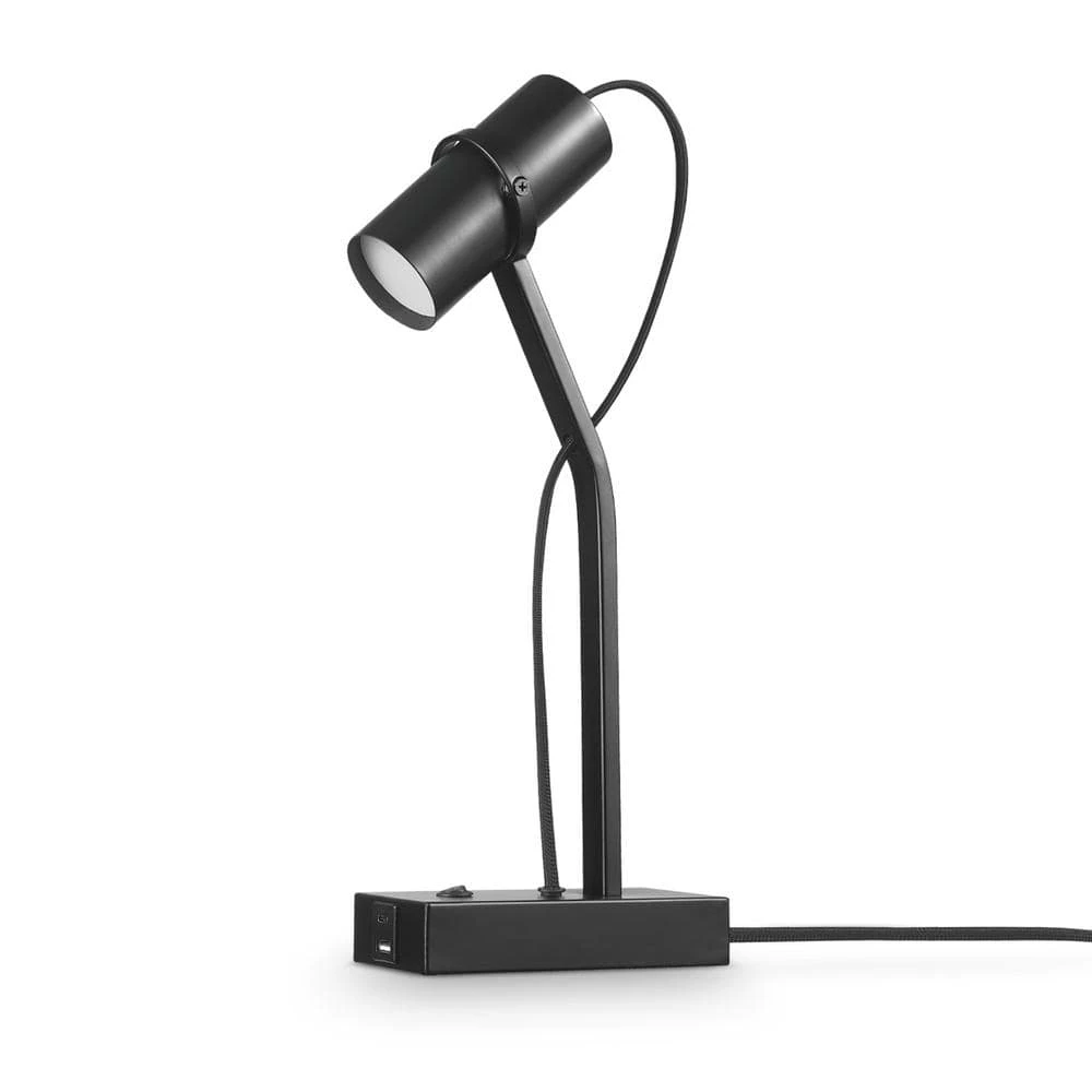 MRDK by Globe 16 in. Matte Black LED Integrated Floor Lamp with Adjustable Shade and Combined USB Port and USB-C Port by Globe Electric 1 MRDK by Globe 16 in. Matte Black LED Integrated Floor Lamp with Adjustable Shade and Combined USB Port and USB-C Port by Globe Electric