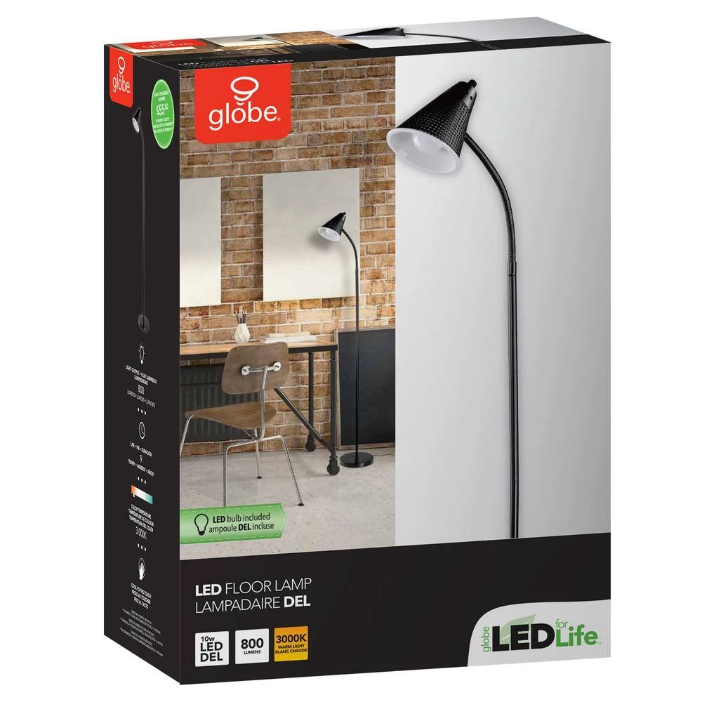 LED for Life 59 in. 1-Light Matte Black Floor Lamp by Globe Electric 7 LED for Life 59 in. 1-Light Matte Black Floor Lamp by Globe Electric - Image 7