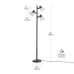 LED for Life 63 in. 3-Light Matte Black Floor Lamp by Globe Electric -Deals Globe Electric Store matte black globe electric floor lamps 12719 fa 1000