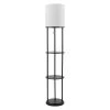 Reid 57.5 in. Matte Black Shelf Floor Lamp with White Linen Shade by Globe Electric