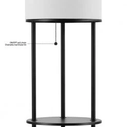 Reid 57.5 in. Matte Black Shelf Floor Lamp with White Linen Shade by Globe Electric -Deals Globe Electric Store matte black globe electric floor lamps 67042 c3 1000