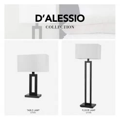 D'Alessio 58 in. Matte Black Floor Lamp with White Linen Shade by Globe Electric -Deals Globe Electric Store matte black globe electric floor lamps 67046 76 1000