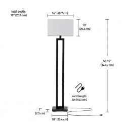 D'Alessio 58 in. Matte Black Floor Lamp with White Linen Shade by Globe Electric -Deals Globe Electric Store matte black globe electric floor lamps 67046 fa 1000